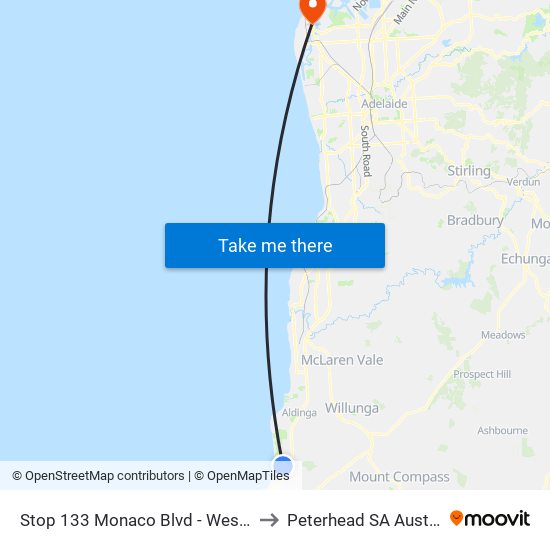 Stop 133 Monaco Blvd - West side to Peterhead SA Australia map