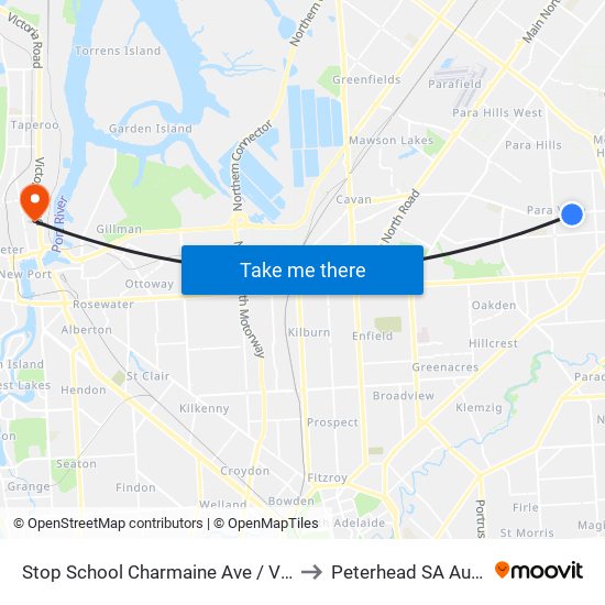 Stop School Charmaine Ave / Volare Ave to Peterhead SA Australia map