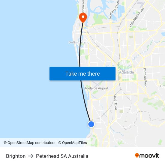 Brighton to Peterhead SA Australia map