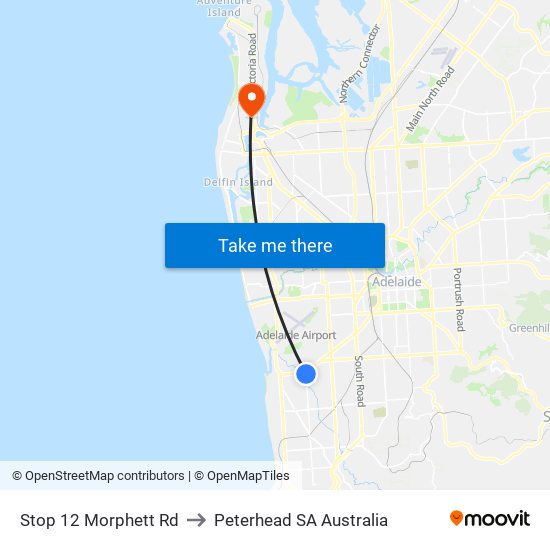 Stop 12 Morphett Rd to Peterhead SA Australia map