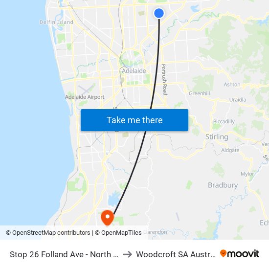 Stop 26 Folland Ave - North side to Woodcroft SA Australia map