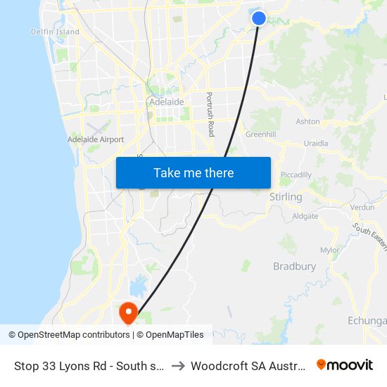 Stop 33 Lyons Rd - South side to Woodcroft SA Australia map