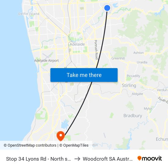 Stop 34 Lyons Rd - North side to Woodcroft SA Australia map