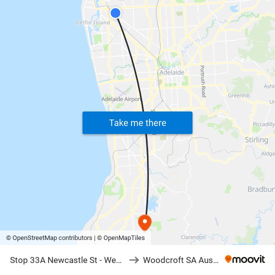 Stop 33A Newcastle St - West side to Woodcroft SA Australia map