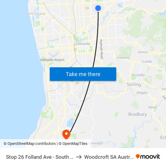 Stop 26 Folland Ave - South side to Woodcroft SA Australia map