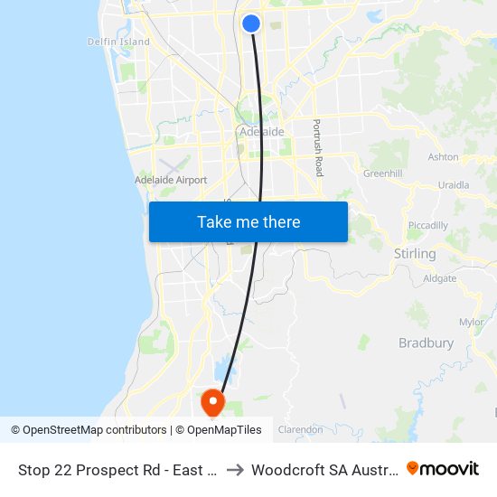 Stop 22 Prospect Rd - East side to Woodcroft SA Australia map