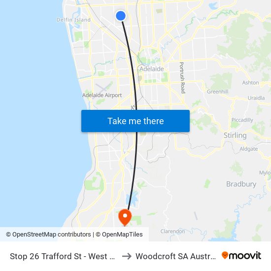 Stop 26 Trafford St - West side to Woodcroft SA Australia map