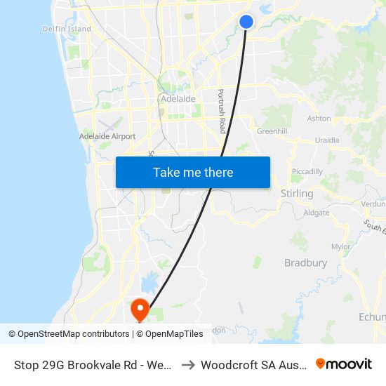 Stop 29G Brookvale Rd - West side to Woodcroft SA Australia map