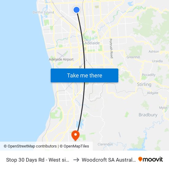 Stop 30 Days Rd - West side to Woodcroft SA Australia map