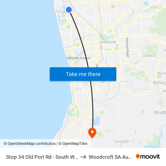 Stop 34 Old Port Rd - South West side to Woodcroft SA Australia map