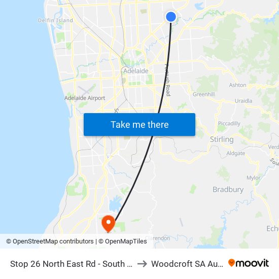 Stop 26 North East Rd - South East side to Woodcroft SA Australia map