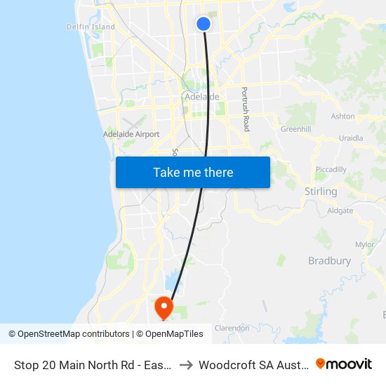 Stop 20 Main North Rd - East side to Woodcroft SA Australia map