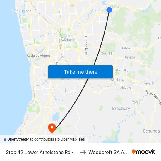 Stop 42 Lower Athelstone Rd - North side to Woodcroft SA Australia map