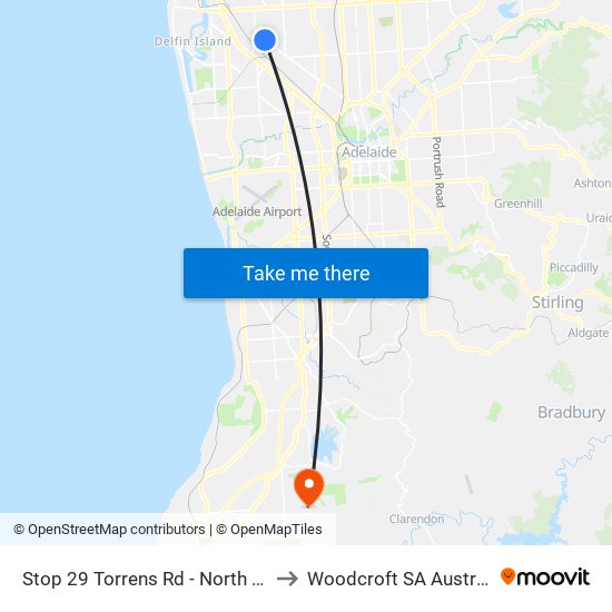 Stop 29 Torrens Rd - North side to Woodcroft SA Australia map