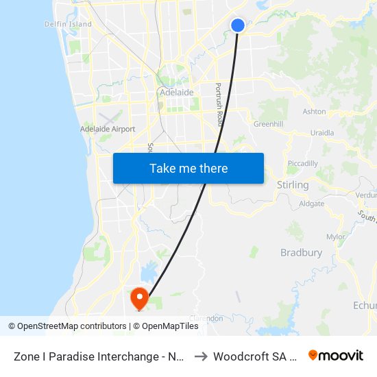 Zone I Paradise Interchange - North West side to Woodcroft SA Australia map