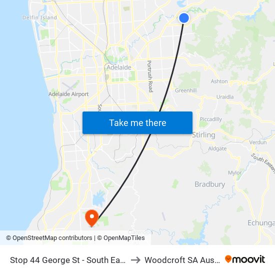 Stop 44 George St - South East side to Woodcroft SA Australia map