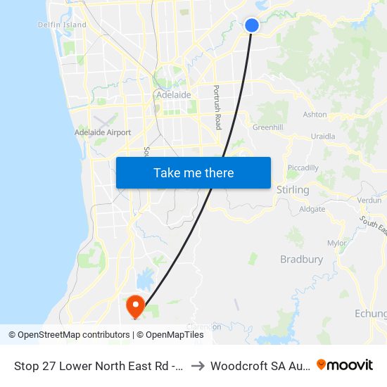 Stop 27 Lower North East Rd - East side to Woodcroft SA Australia map