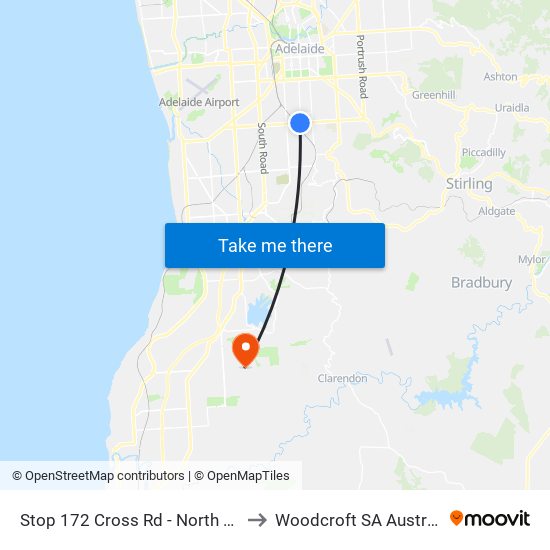 Stop 172 Cross Rd - North side to Woodcroft SA Australia map