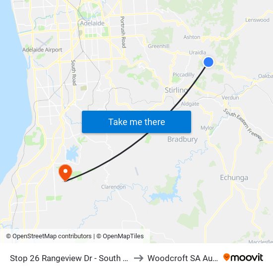 Stop 26 Rangeview Dr - South East side to Woodcroft SA Australia map