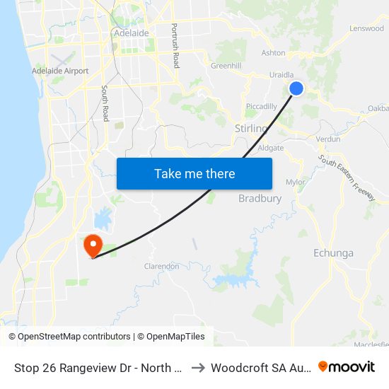 Stop 26 Rangeview Dr - North West side to Woodcroft SA Australia map