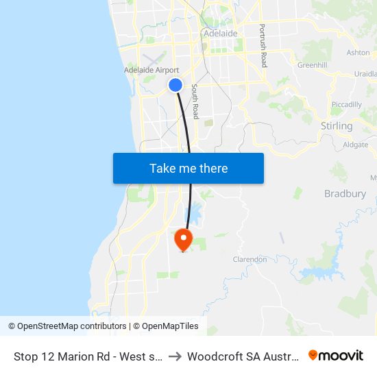 Stop 12 Marion Rd - West side to Woodcroft SA Australia map