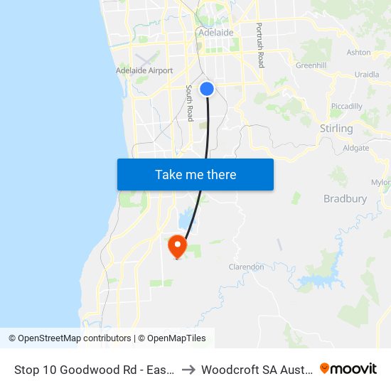 Stop 10 Goodwood Rd - East side to Woodcroft SA Australia map