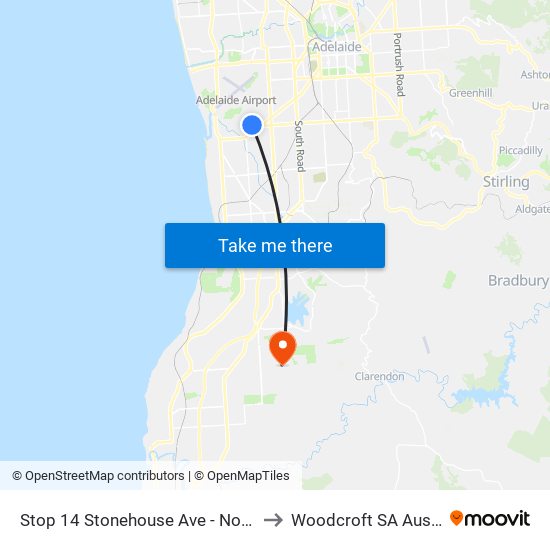 Stop 14 Stonehouse Ave - North side to Woodcroft SA Australia map