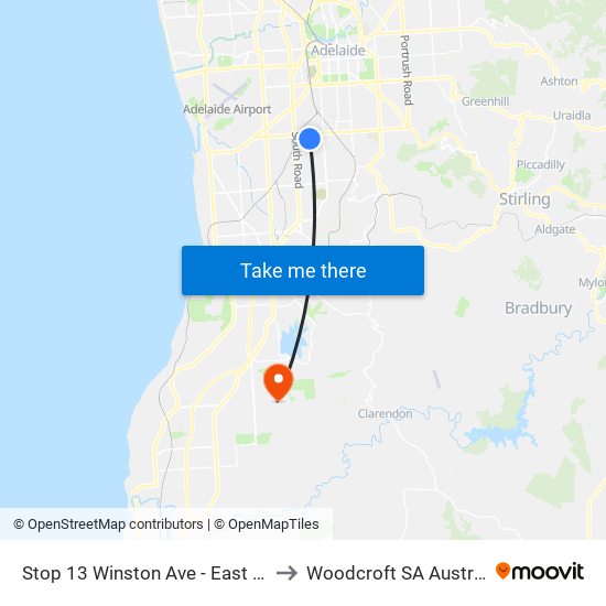 Stop 13 Winston Ave - East side to Woodcroft SA Australia map