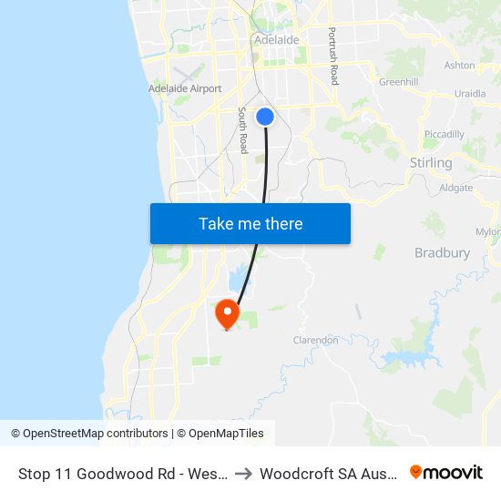 Stop 11 Goodwood Rd - West side to Woodcroft SA Australia map