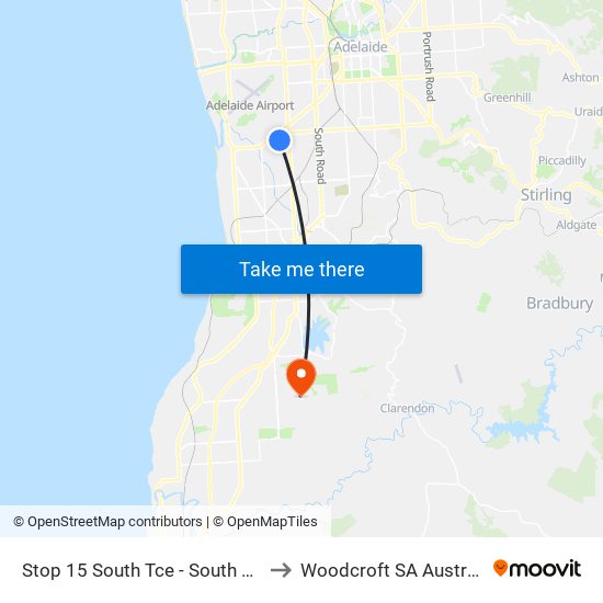 Stop 15 South Tce - South side to Woodcroft SA Australia map