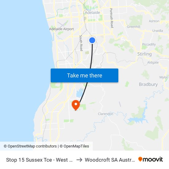 Stop 15 Sussex Tce - West side to Woodcroft SA Australia map
