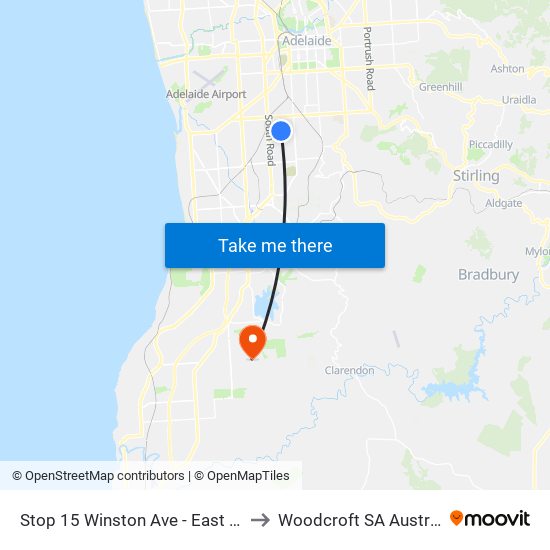 Stop 15 Winston Ave - East side to Woodcroft SA Australia map