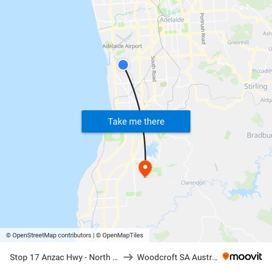 Stop 17 Anzac Hwy - North side to Woodcroft SA Australia map