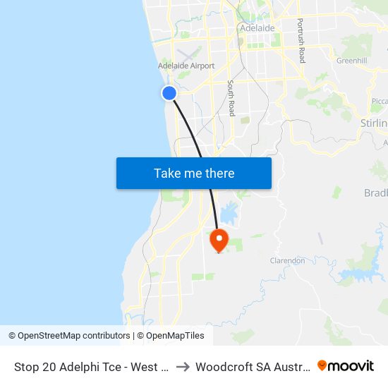 Stop 20 Adelphi Tce - West side to Woodcroft SA Australia map