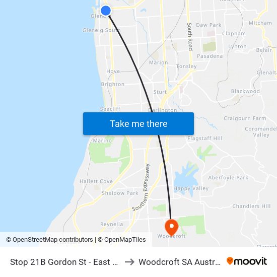 Stop 21B Gordon St - East side to Woodcroft SA Australia map