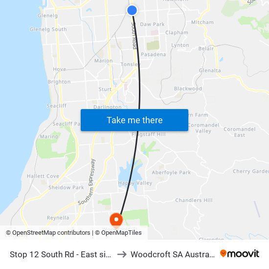 Stop 12 South Rd - East side to Woodcroft SA Australia map