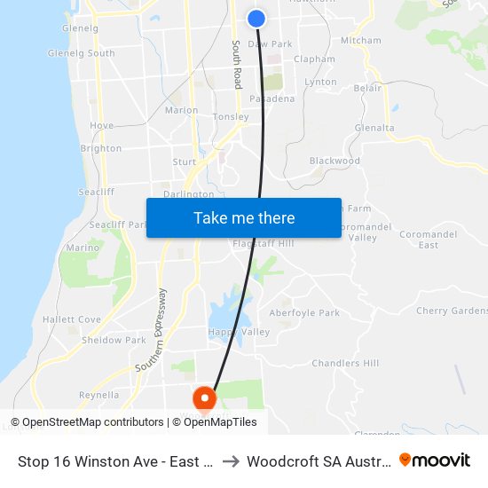 Stop 16 Winston Ave - East side to Woodcroft SA Australia map