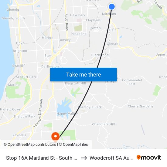 Stop 16A Maitland St - South East side to Woodcroft SA Australia map