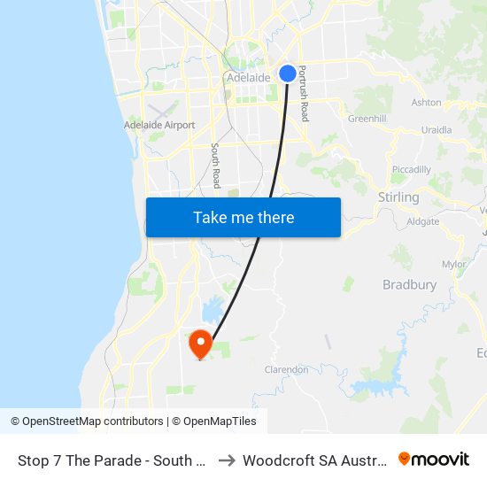 Stop 7 The Parade - South side to Woodcroft SA Australia map