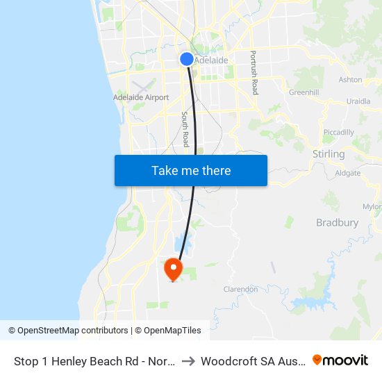 Stop 1 Henley Beach Rd - North side to Woodcroft SA Australia map