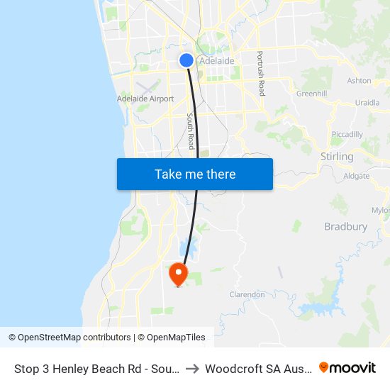 Stop 3 Henley Beach Rd - South side to Woodcroft SA Australia map