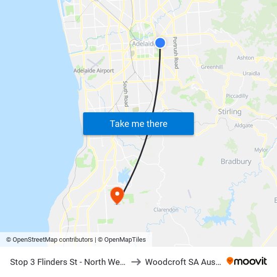 Stop 3 Flinders St - North West side to Woodcroft SA Australia map