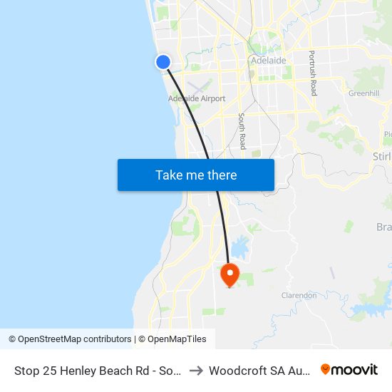 Stop 25 Henley Beach Rd - South side to Woodcroft SA Australia map