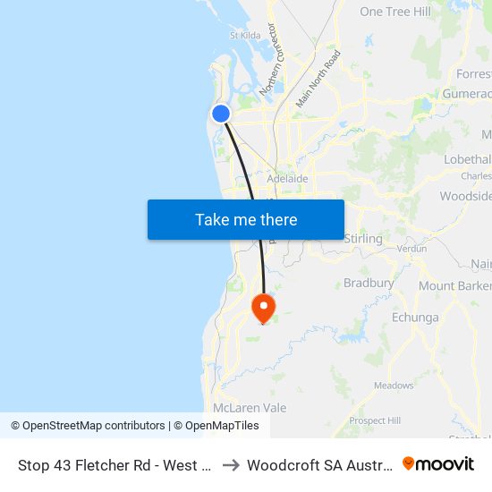 Stop 43 Fletcher Rd - West side to Woodcroft SA Australia map