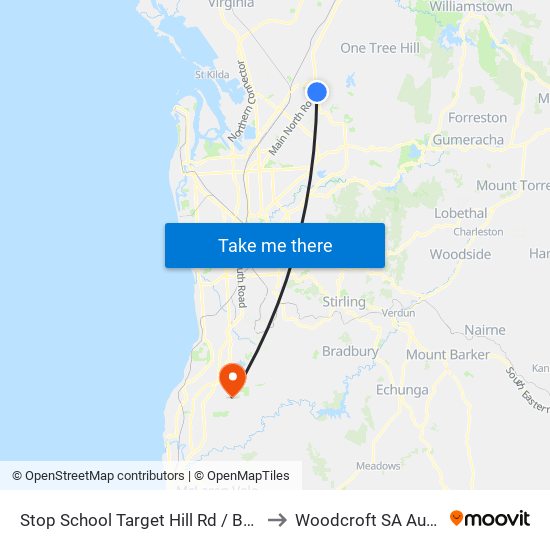 Stop School Target Hill Rd / Bataan Rd to Woodcroft SA Australia map
