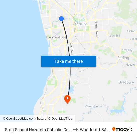 Stop School Nazareth Catholic College Middle Years to Woodcroft SA Australia map