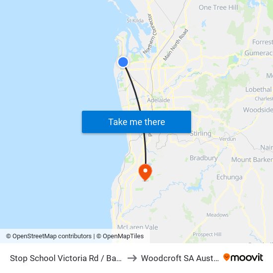 Stop School Victoria Rd / Baker St to Woodcroft SA Australia map