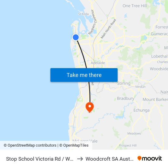 Stop School Victoria Rd / Weir St to Woodcroft SA Australia map