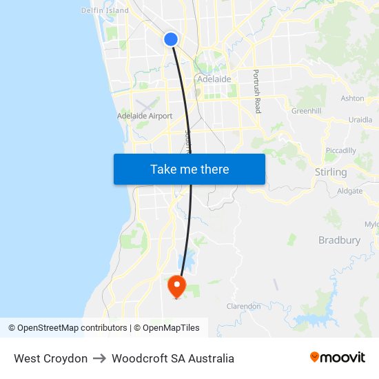 West Croydon to Woodcroft SA Australia map