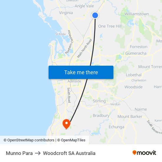 Munno Para to Woodcroft SA Australia map